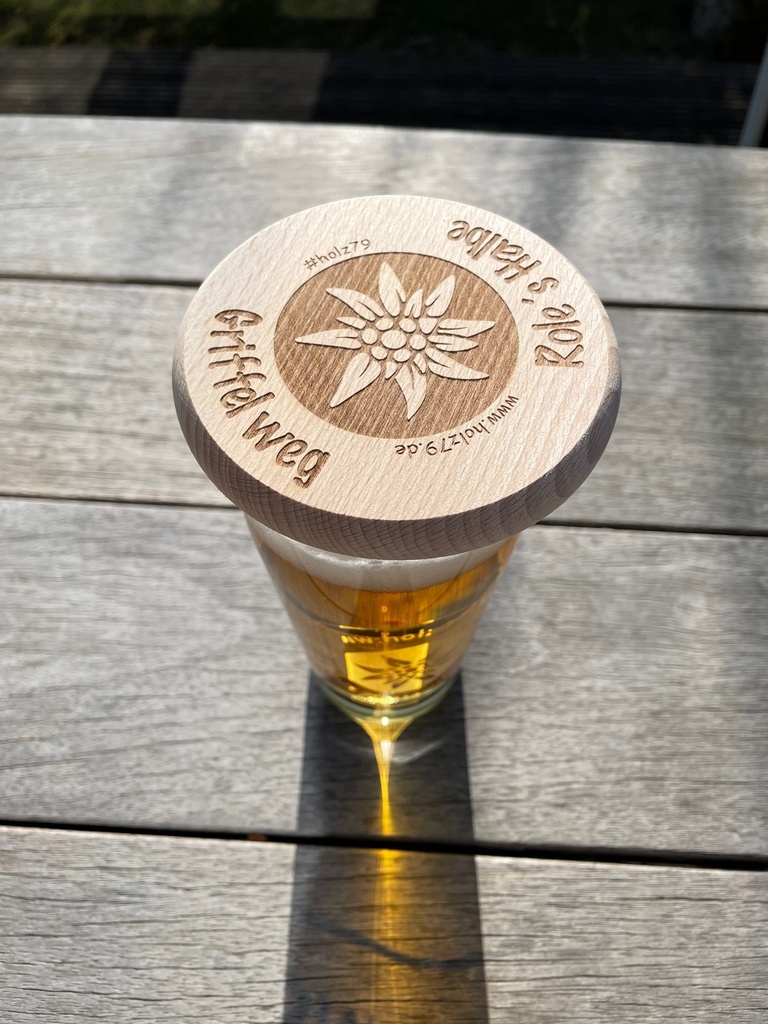 Bierglas Deckel Holz inkl. Gravur