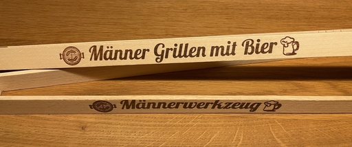 Grillzange mit Flaschenöffner und Gravur