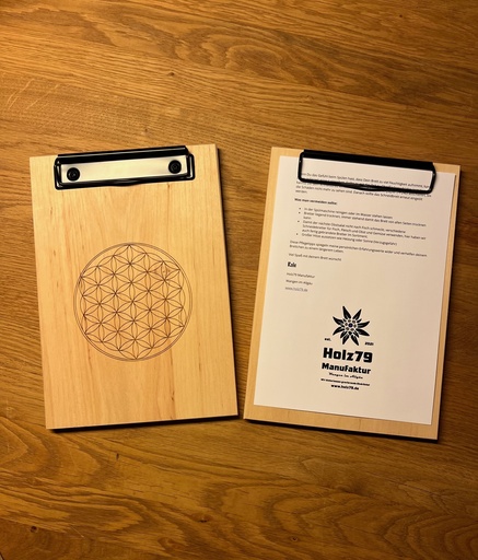 Laser graviertes Klemmbrett "Zirbe"